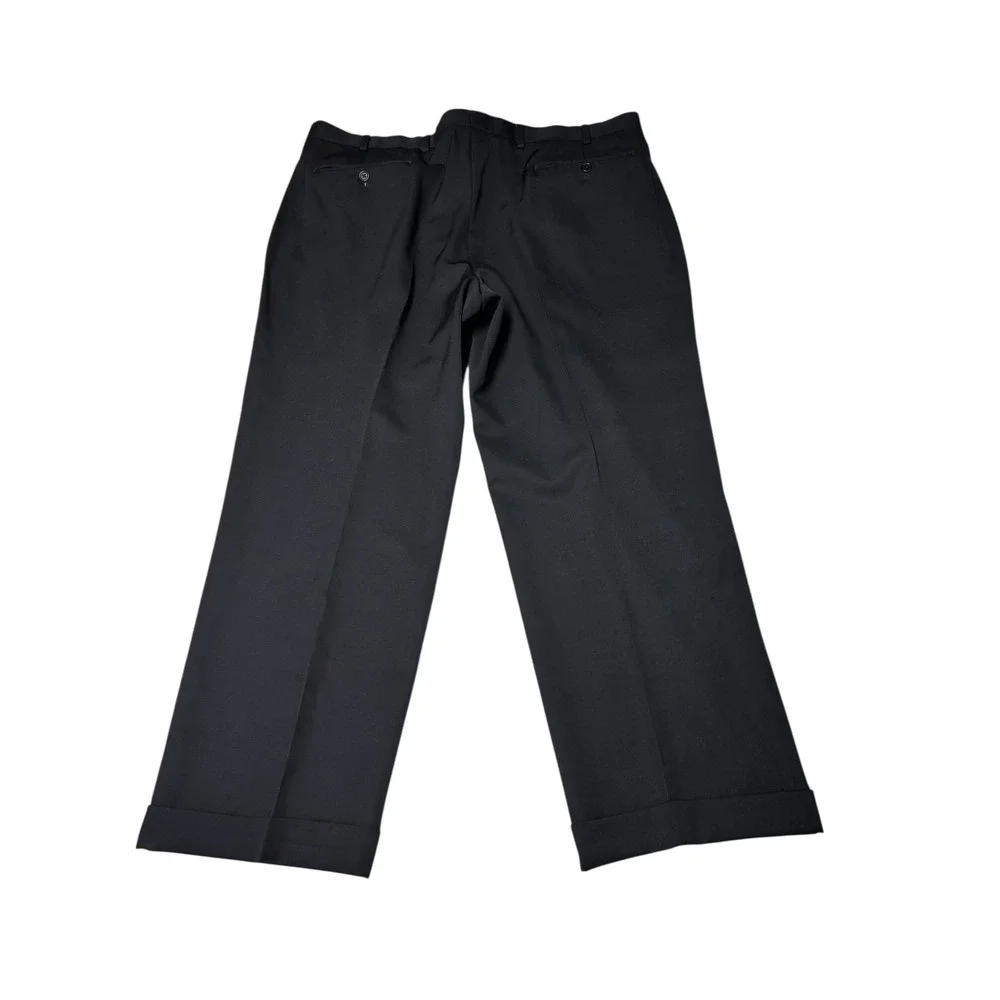 Brooks Brothers 1818 Madison Mens 40x28 Navy Black 100% Wool Pleated Dress Pants